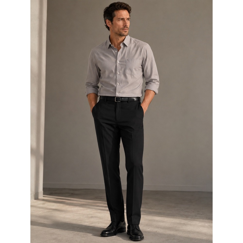 Pronto Uomo 36x32 Black 100% Wool Dress Pants Flat Front Career Office